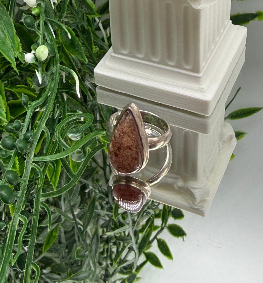 Strawberry Quartz Teardrop Ring – 925 Sterling Silver (Size 7) Crystal Wellness