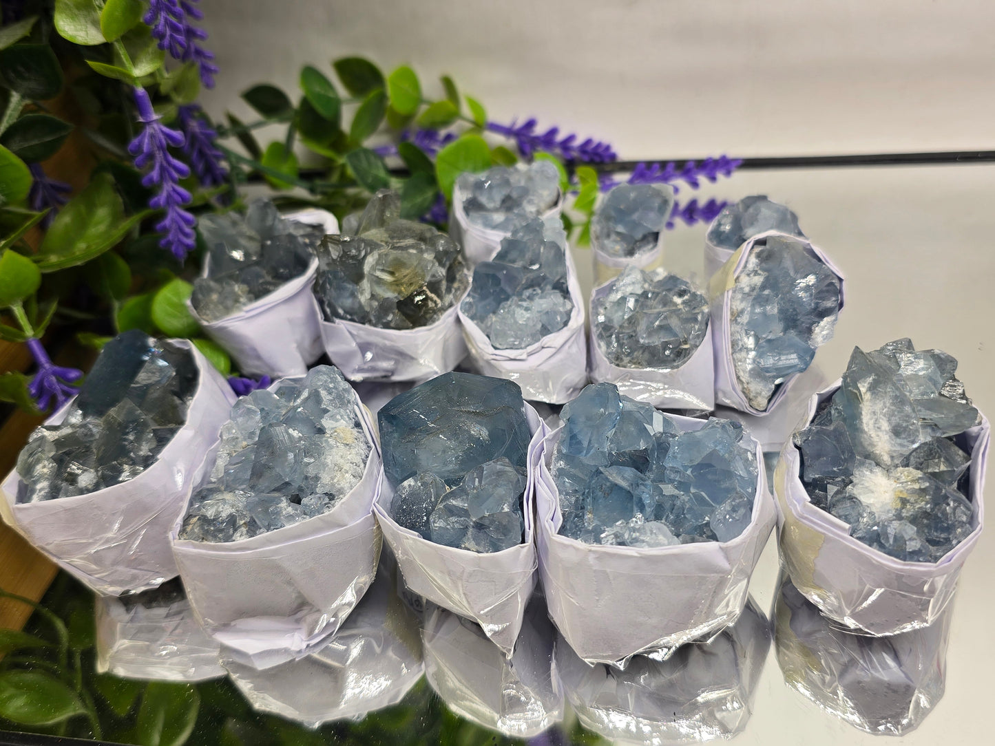 Celestite Small Cluster Collection – Natural Sky Blue Crystal Variety Sizes Crystal Wellness