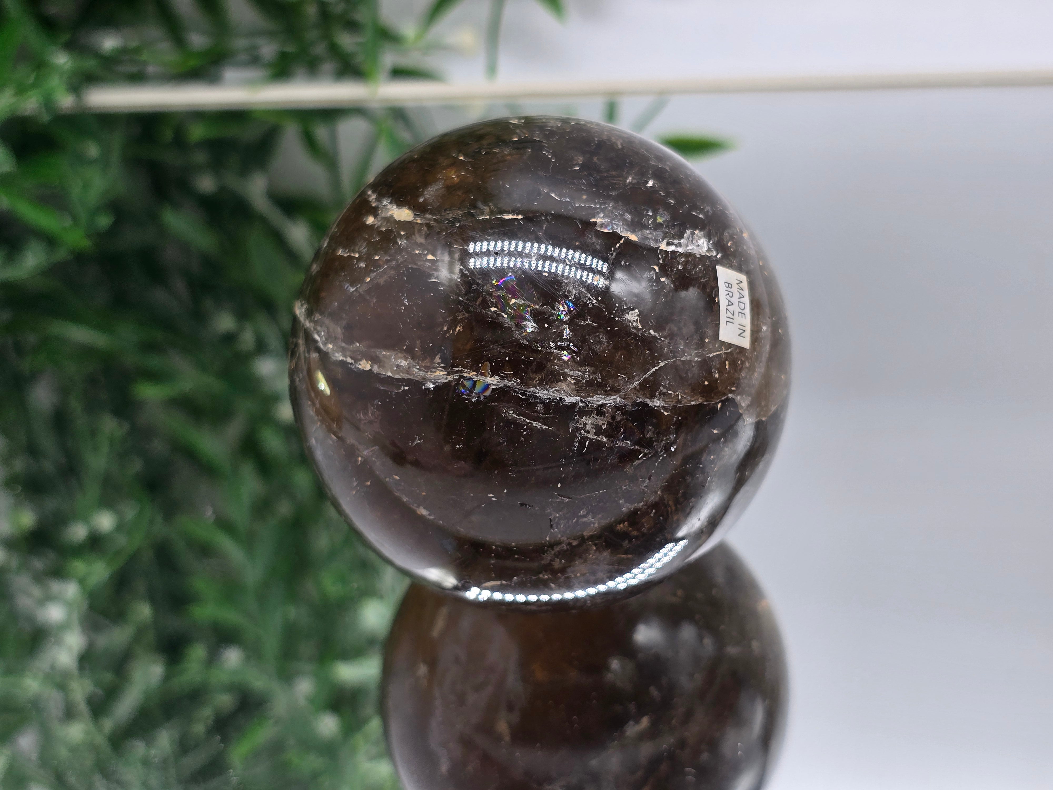 High-Grade Smoky Quartz Sphere 7.2cm – Grounding Protection & Deep Emotional Detox Crystal Crystal Wellness