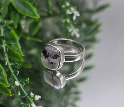 Dendrite Opal 925 Silver Ring – Clarity & Inner Growth, Size 9 Crystal Wellness