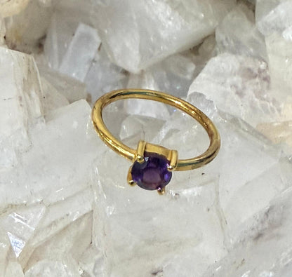 Amethyst Ring in 18ct Gold Vermeil Size 4 – Stone of Intuition & Spiritual Protection Crystal Wellness