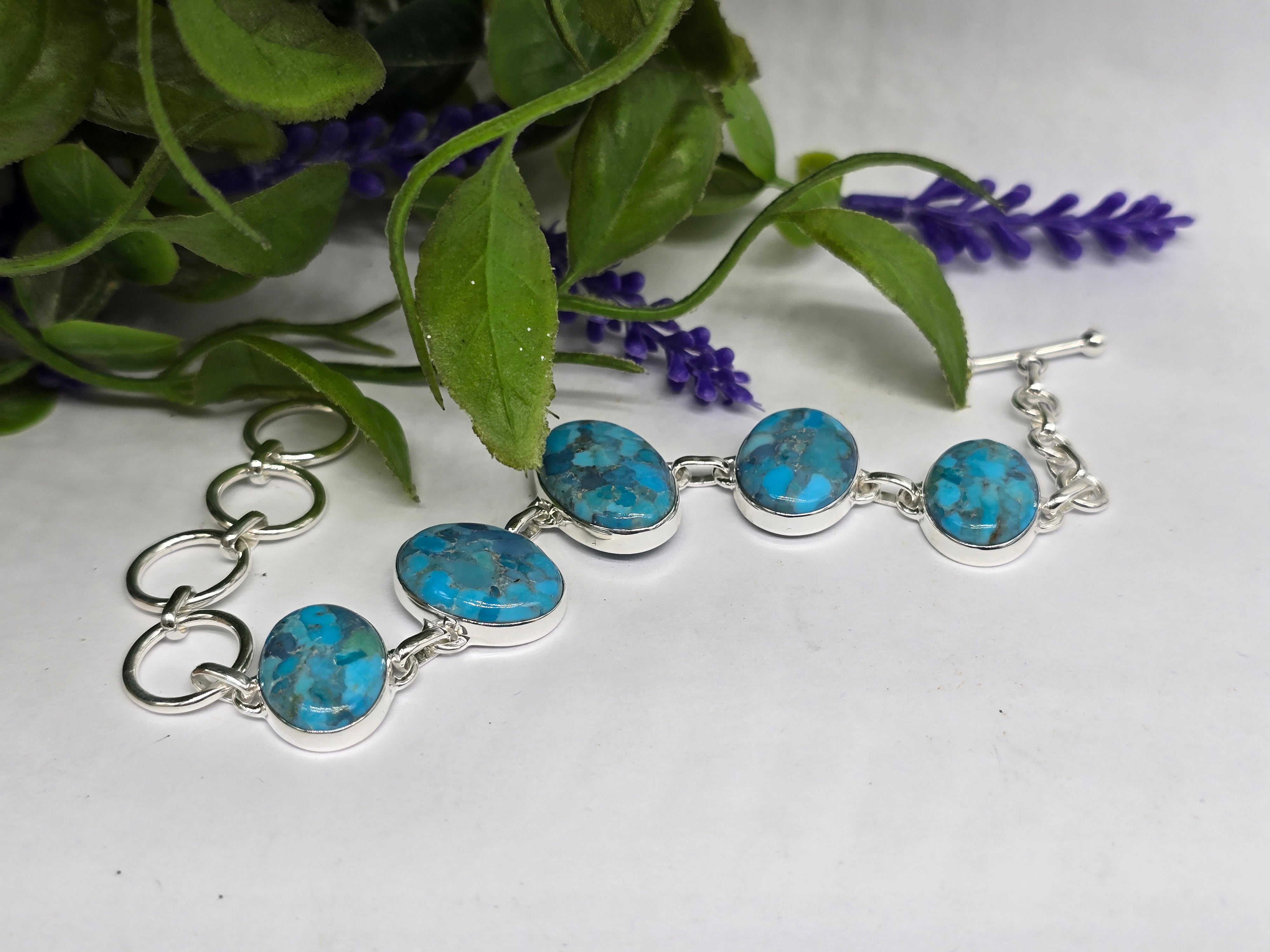 Turquoise 925 Sterling Silver Bracelet Crystal Wellness