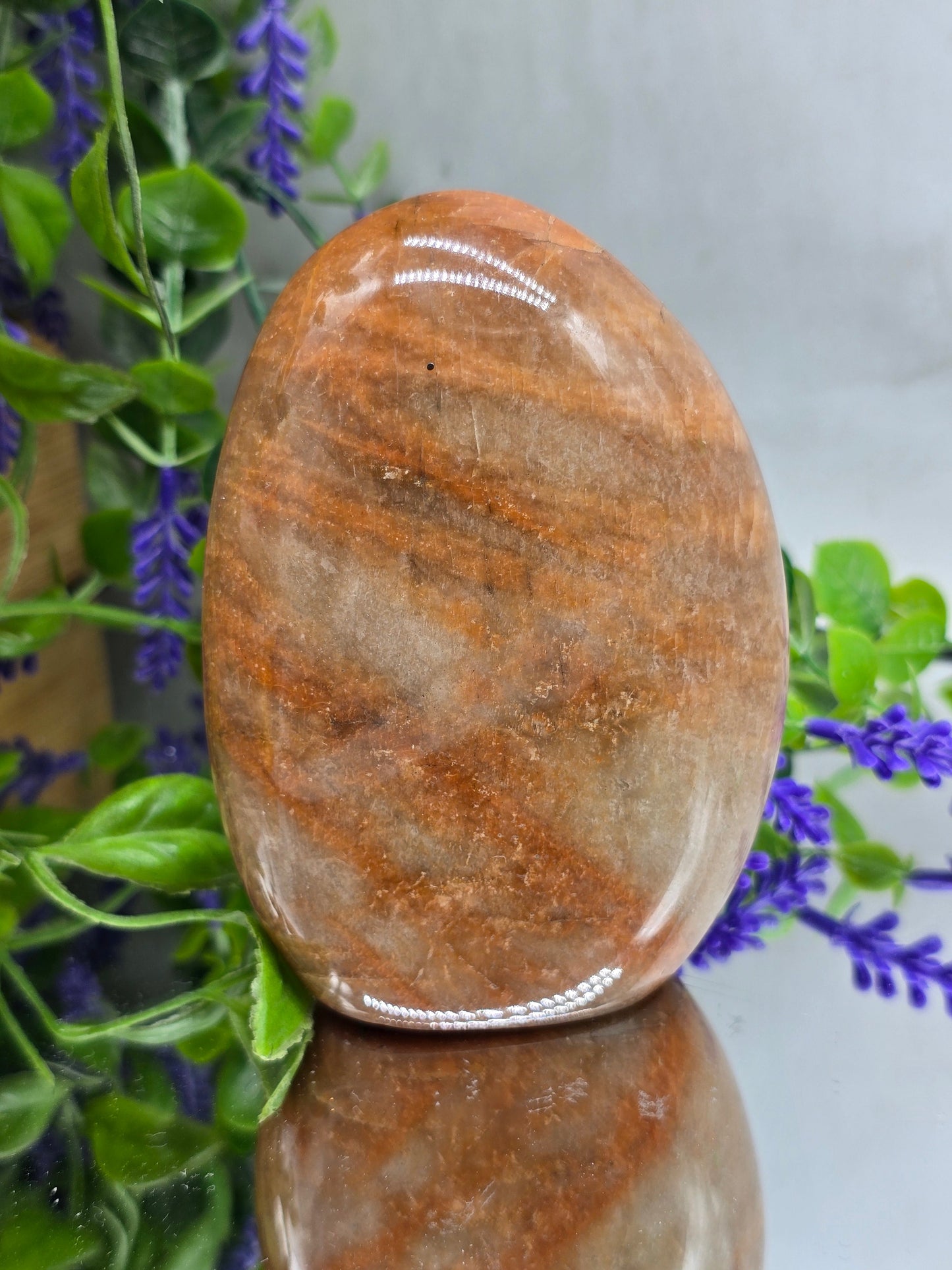Peach Moonstone Freeform Standing Stone – Madagascan Divine Feminine Healing Crystal | 10.5cm × 7.5cm Crystal Wellness