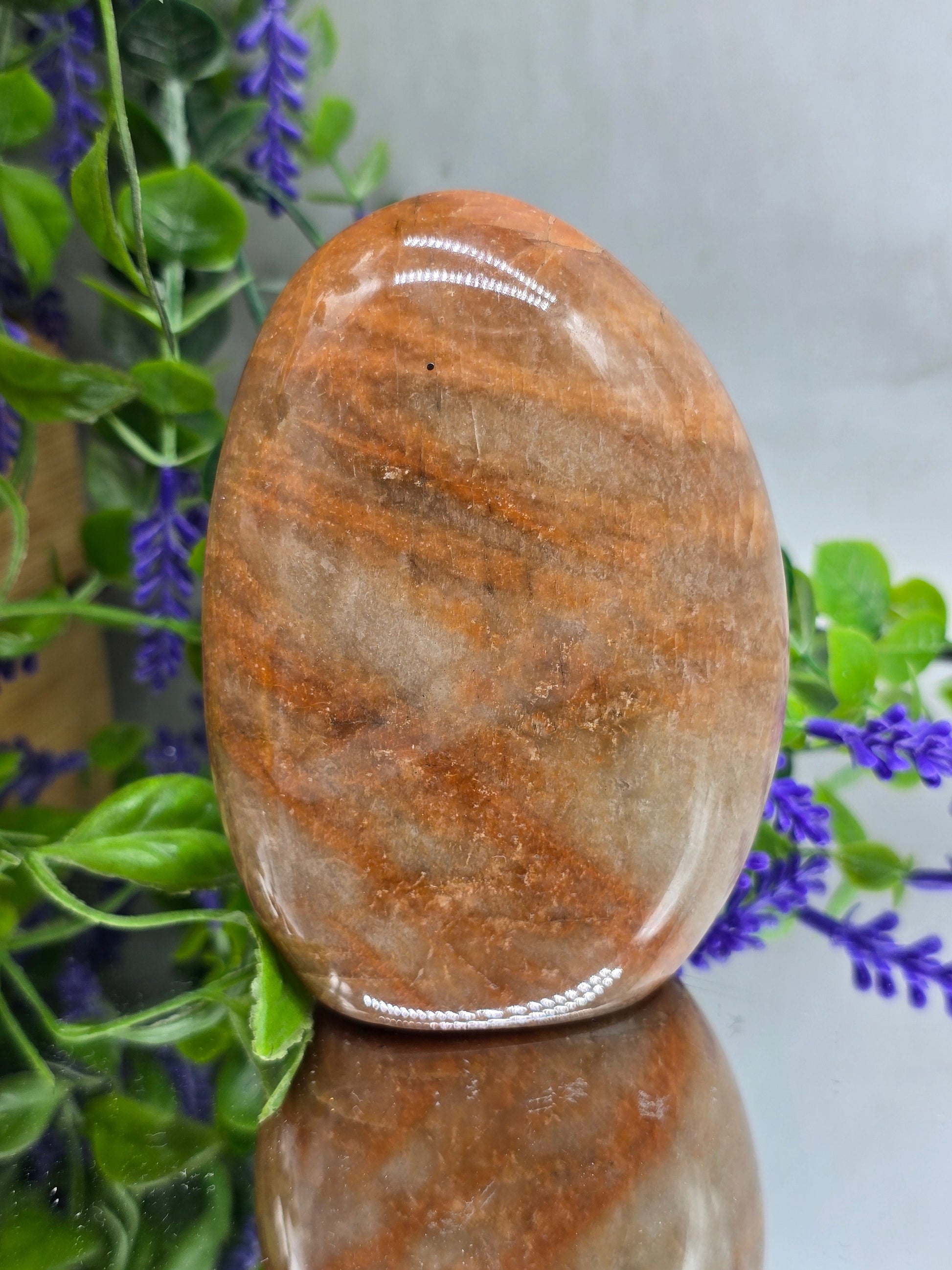 Peach Moonstone Freeform Standing Stone – Madagascan Divine Feminine Healing Crystal | 10.5cm × 7.5cm Crystal Wellness