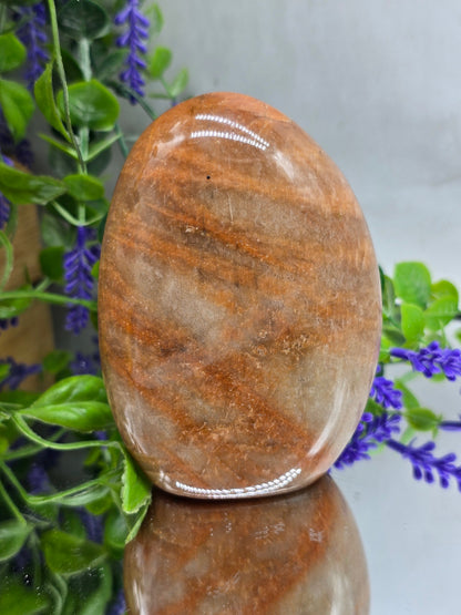 Peach Moonstone Freeform Standing Stone – Madagascan Divine Feminine Healing Crystal | 10.5cm × 7.5cm Crystal Wellness