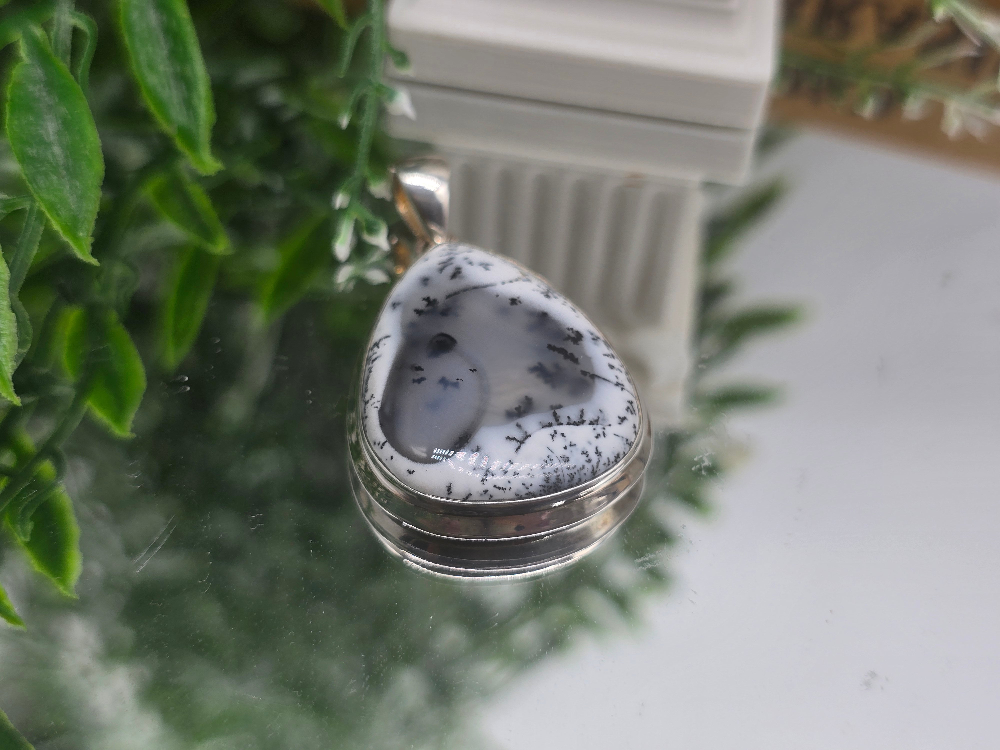 Dendritic Opal 925 Sterling Silver Pendant – Clarity, Growth & Inner Peace Crystal Crystal Wellness