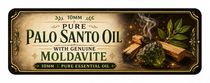 10mm Pure Palo Santo Essential Oil with Genuine Moldavite Infusion – High Vibration Cleansing & Transformation Spiritual Anointing Oil Crystal Wellness