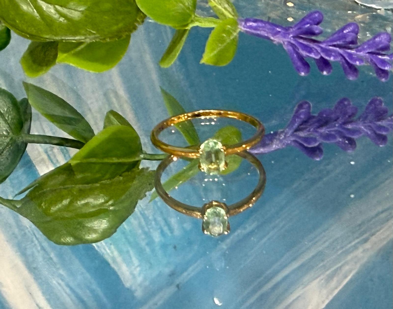 Green Kyanite Oval 18ct Gold Vermeil Ring Size 8 (Stone of Heart Alignment & Inner Growth) Crystal Wellness