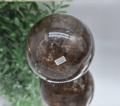 Smoky Quartz Sphere - Stone of Power & Grounded Protection Crystal Wellness