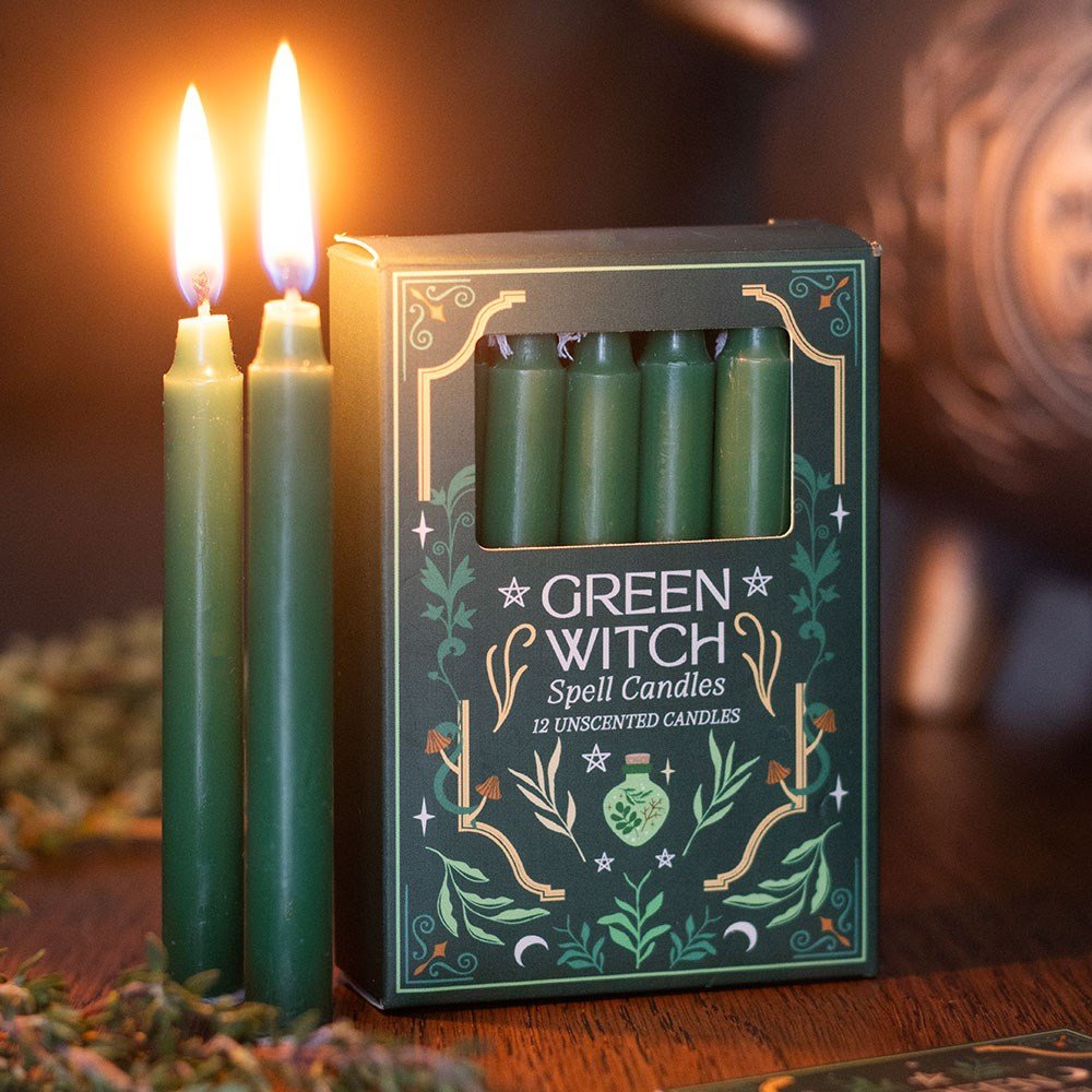 Green Witch 12pk Spell Candles Crystal Wellness