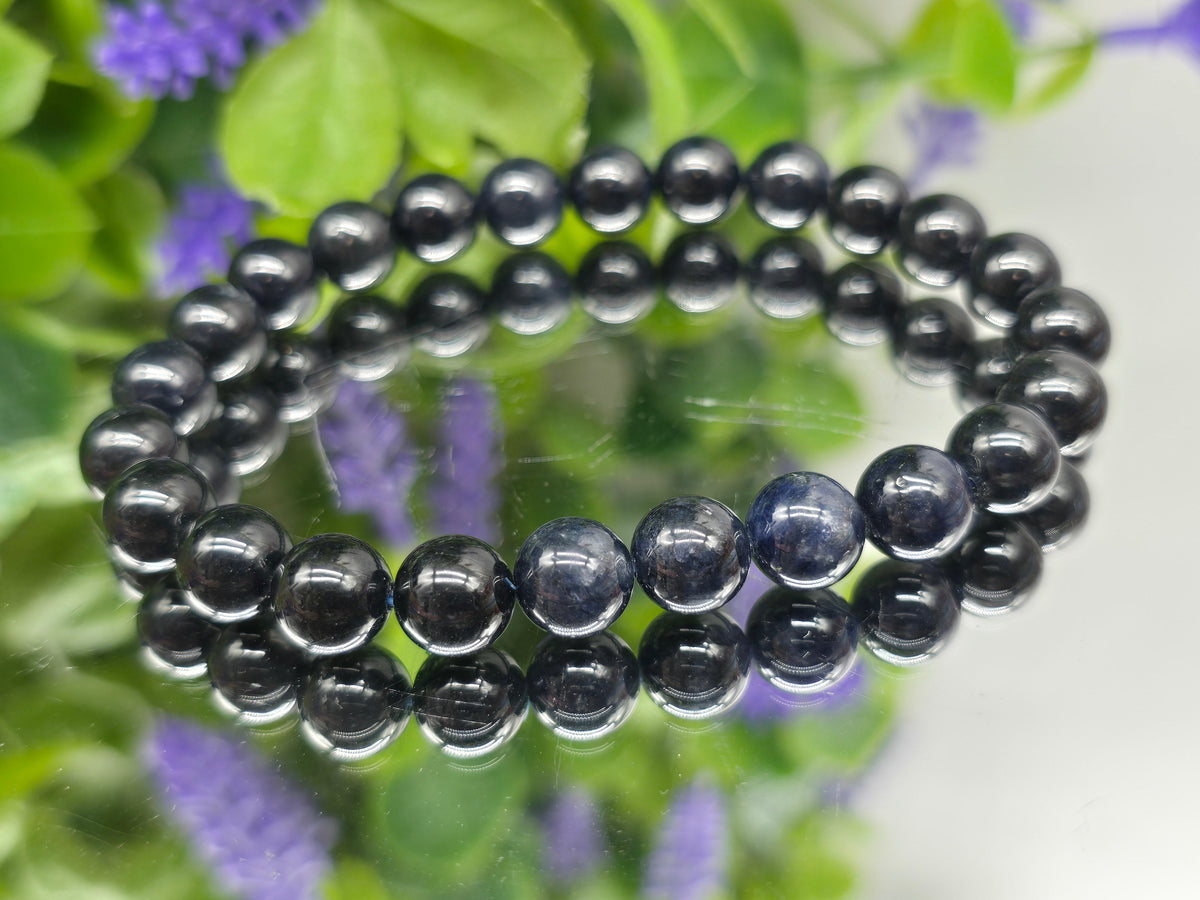 Natural Sapphire 8mm Beads Bracelet | Stone of Wisdom, Loyalty, Truth & Royal Nobility Crystal Wellness