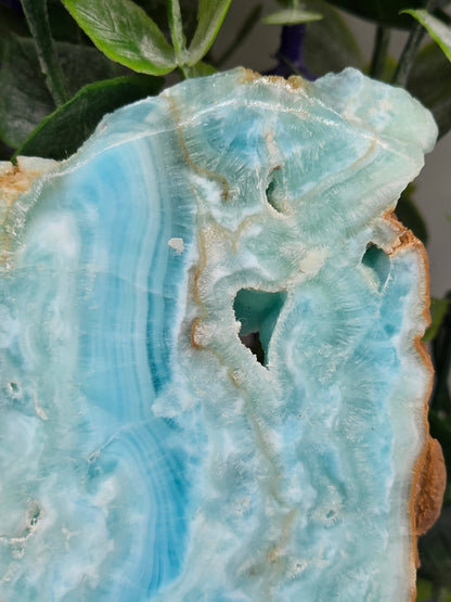 Caribbean Blue Calcite Slab |Stone of Emotional Healing & Calm Communication | 14x7cm Crystal Wellness