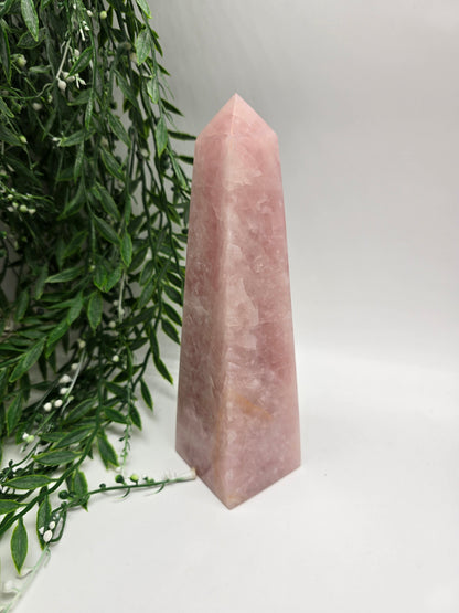 Rose Quartz Obelisk High Grade – Radiant Love & Heart Healing (220mm x 60mm) Crystal Wellness