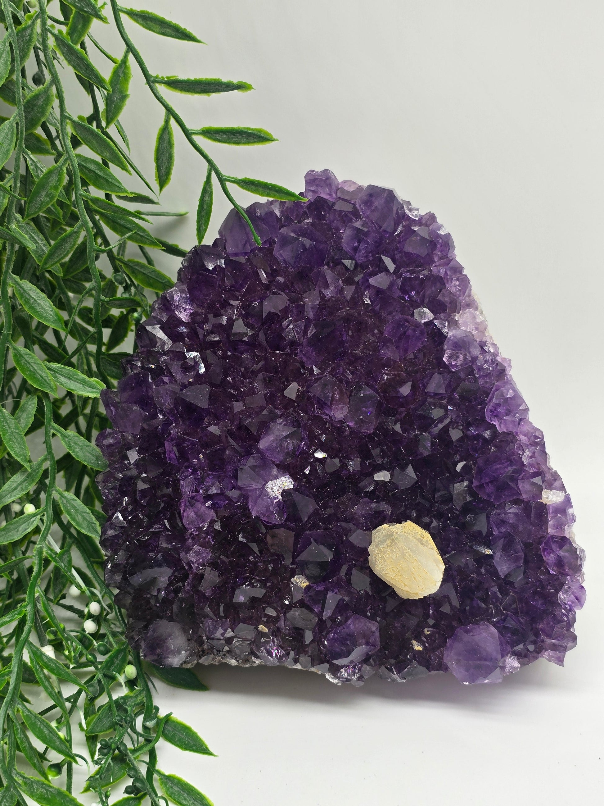 Rare Amethyst Cluster with Cacoxenite & Calcite – AAAA Grade 20x16x6cm | 2.76kg Healing Crystal Crystal Wellness
