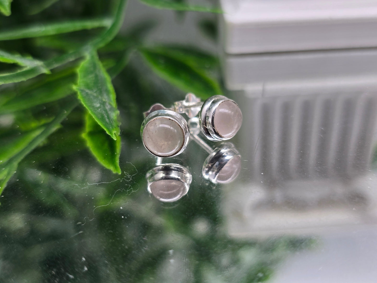 Rose Quartz 925 Sterling Silver 5mm Stud Earrings Crystal Wellness