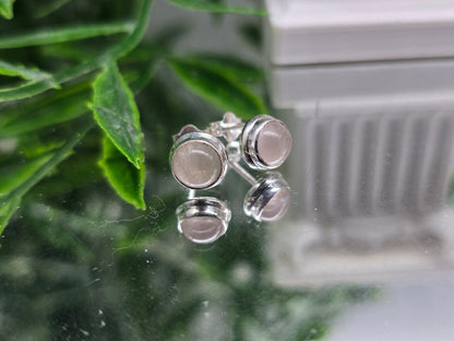 Rose Quartz 925 Sterling Silver 5mm Stud Earrings Crystal Wellness
