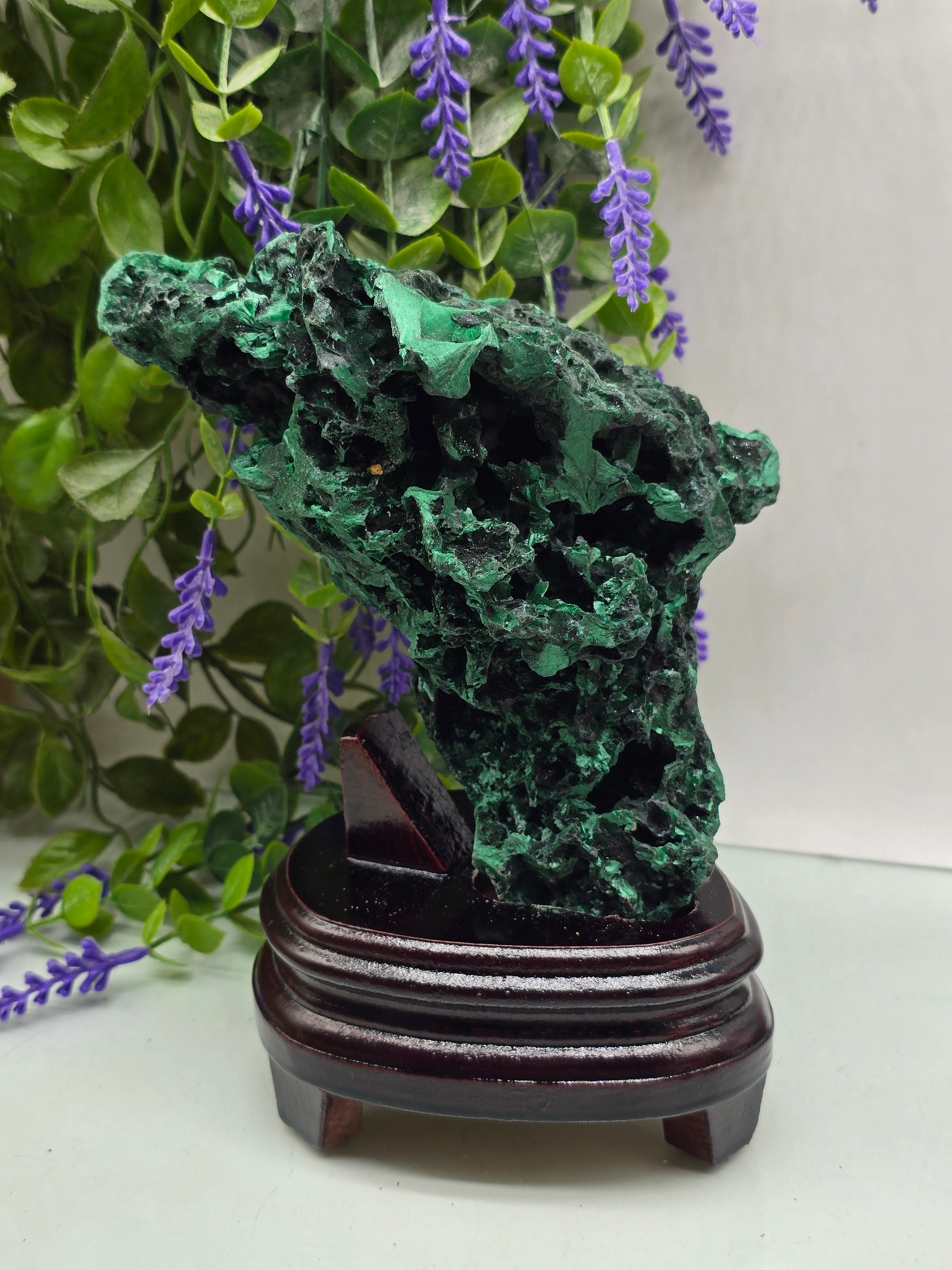 Luxury High-Grade Fibrous Malachite Freeform Display Specimen – Stone of Transformation & Empowered Growth Crystal Wellness