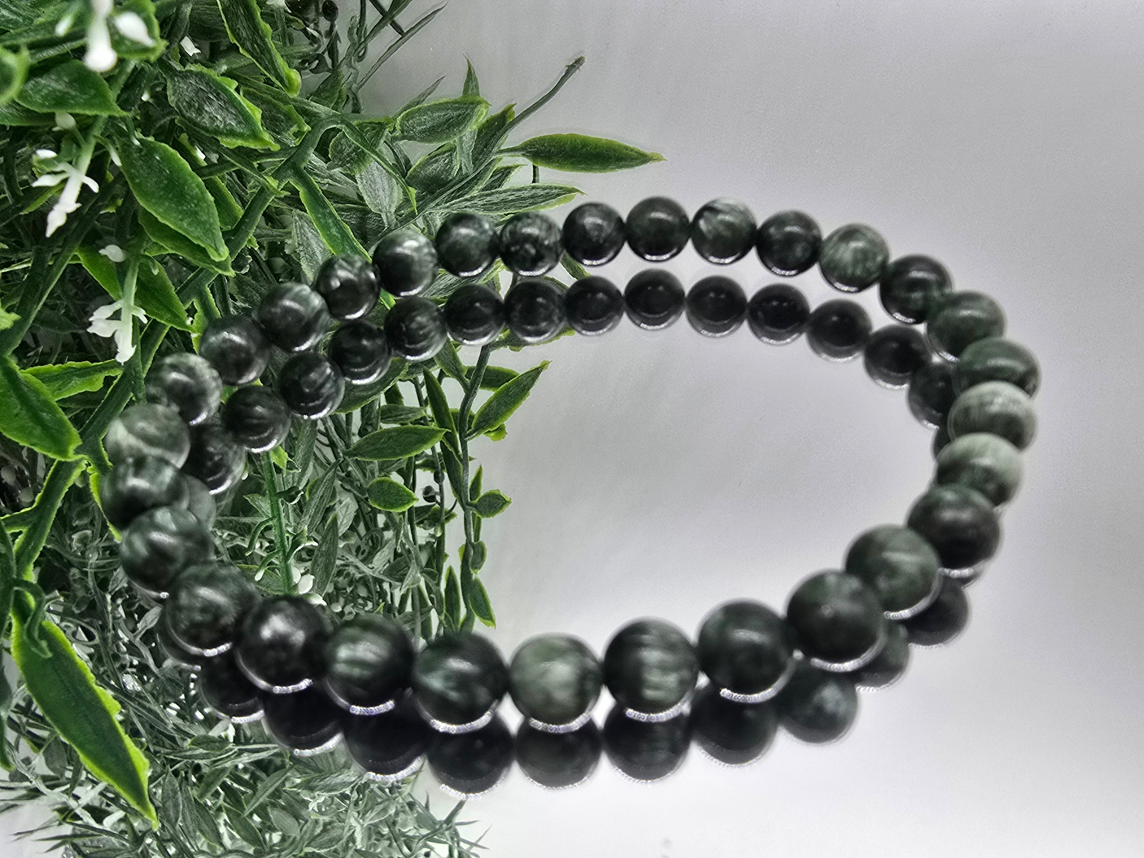 Seraphinite Beads Bracelet (Stone of Spiritual Awakening & Heart-Centered Clarity)