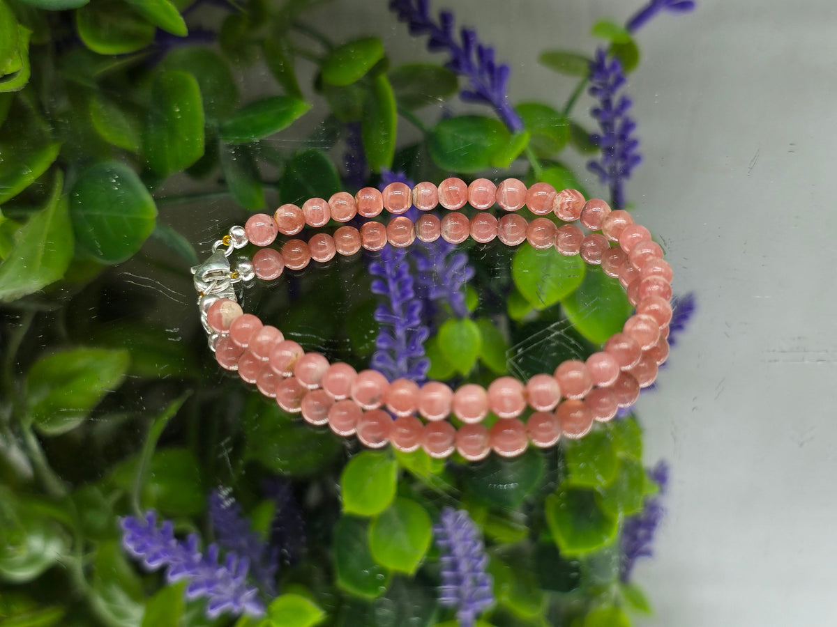 Rhodochrosite High Grade 3mm Beads Bracelet – Stone of Love, Compassion & Emotional Renewal Crystal Wellness