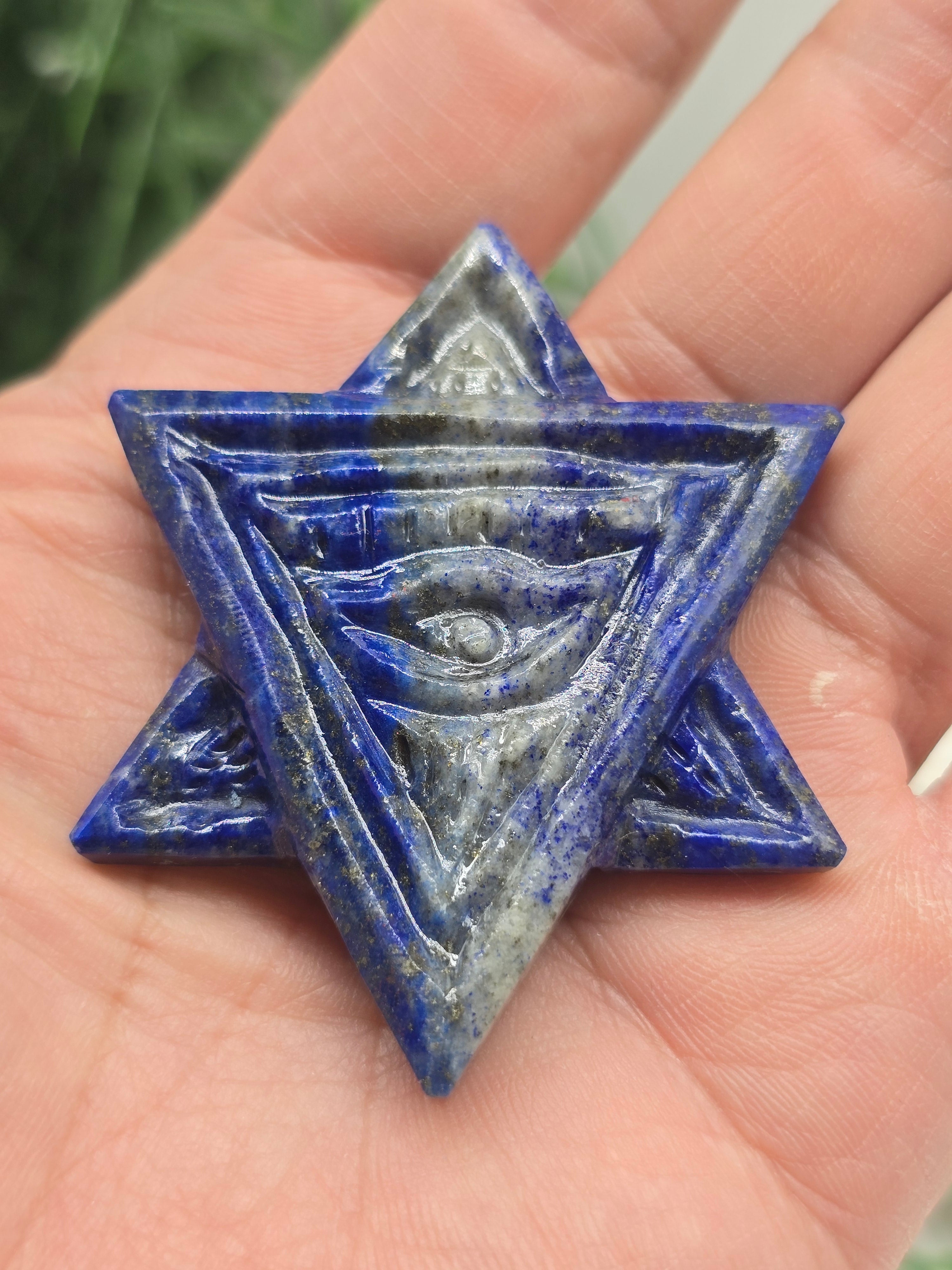 Lapis Lazuli Merkaba Star Carving (Stone of Truth, Inner Vision & Soul Alignment) Crystal Wellness