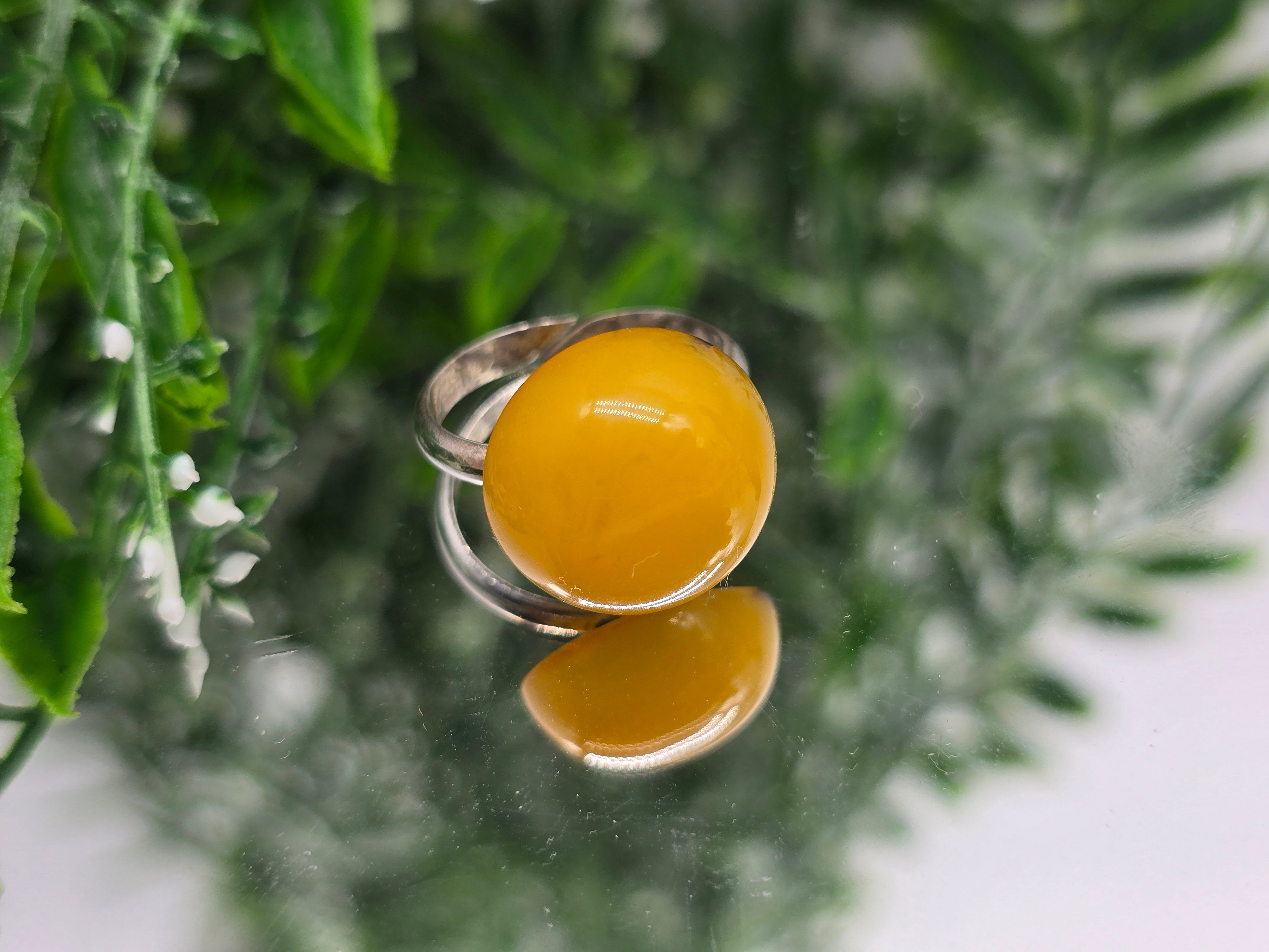 Natural Butterscotch Amber Ring Size 5 – Stone of Warmth, Balance & Emotional Harmony Crystal Wellness