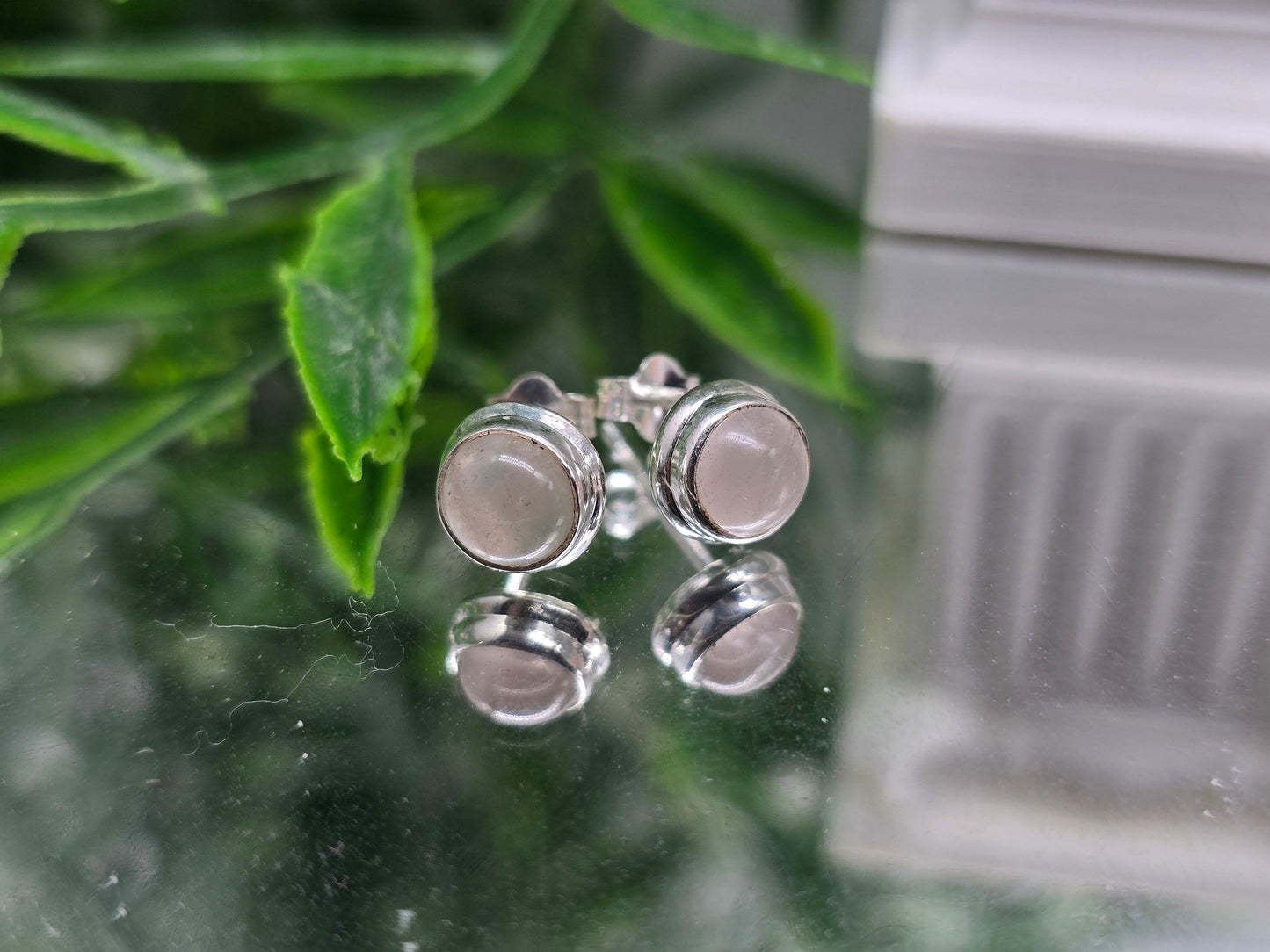 Rose Quartz 925 Sterling Silver 5mm Stud Earrings Crystal Wellness