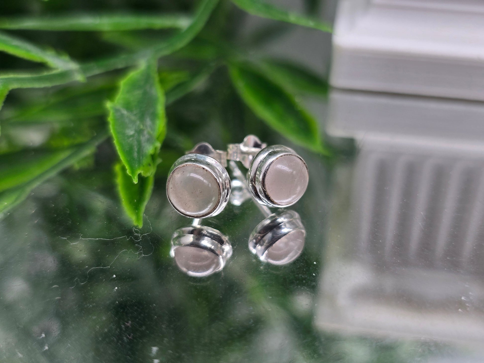 Rose Quartz 925 Sterling Silver 5mm Stud Earrings Crystal Wellness