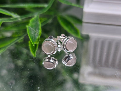 Rose Quartz 925 Sterling Silver 5mm Stud Earrings Crystal Wellness