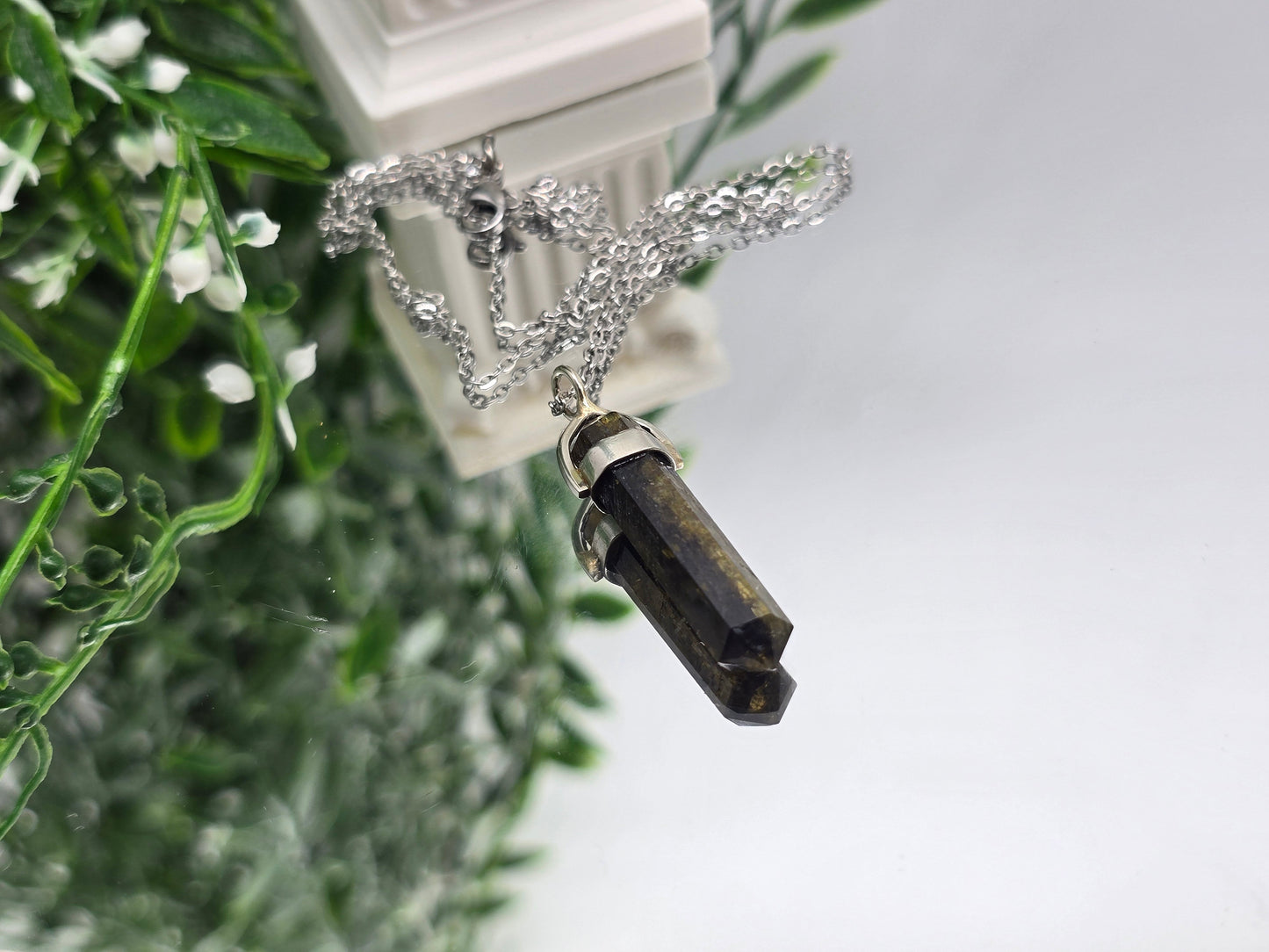Natural Epidote Double Terminated 925 Sterling Silver Pendant (Stone of Amplified Strength) Crystal Wellness