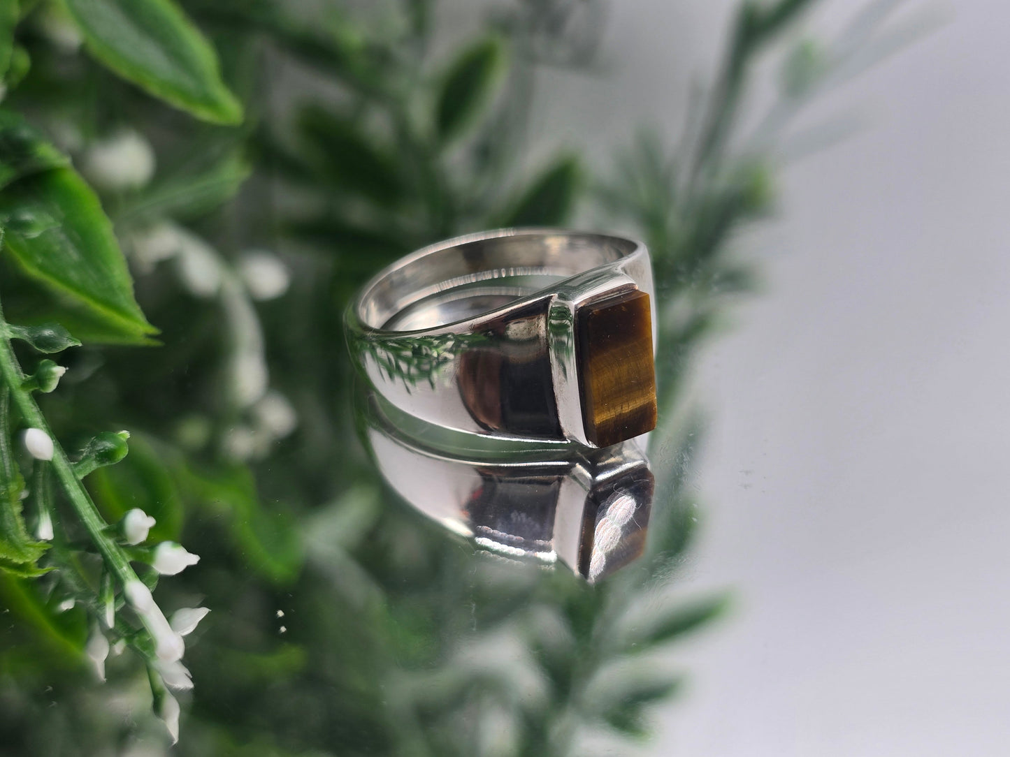Gold Tiger’s Eye Sterling Silver Ring “Courage Guardian” – Size 11 | Strength, Protection & Confidence Crystal Jewelry Crystal Wellness