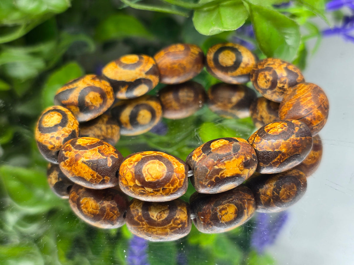 Tibetan Dragon Vein Eye Agate Bracelet — Stone Of Protection & Grounded Strength Crystal Wellness