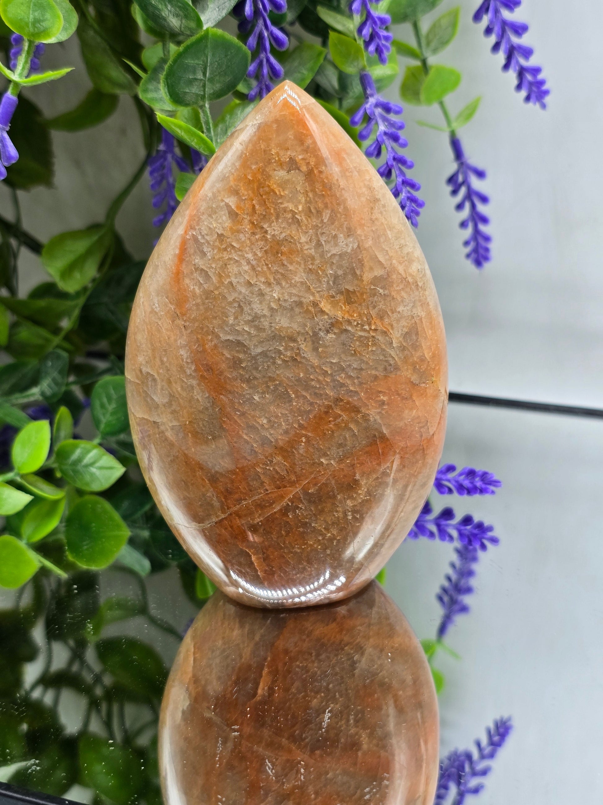 Peach Moonstone Freeform Flame (Stone of Divine Feminine Wisdom & Emotional Harmony) Crystal Wellness