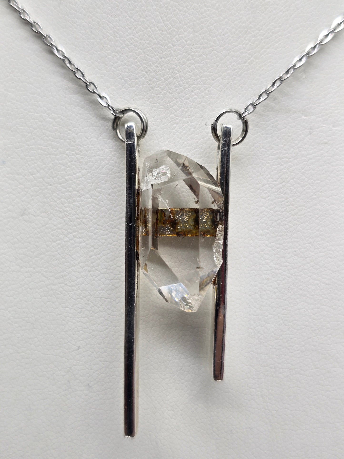 Genuine Herkimer Diamond Pendant Necklace in 925 Sterling Silver - Stone of Ascension & Elevate Consciousness Crystal Wellness