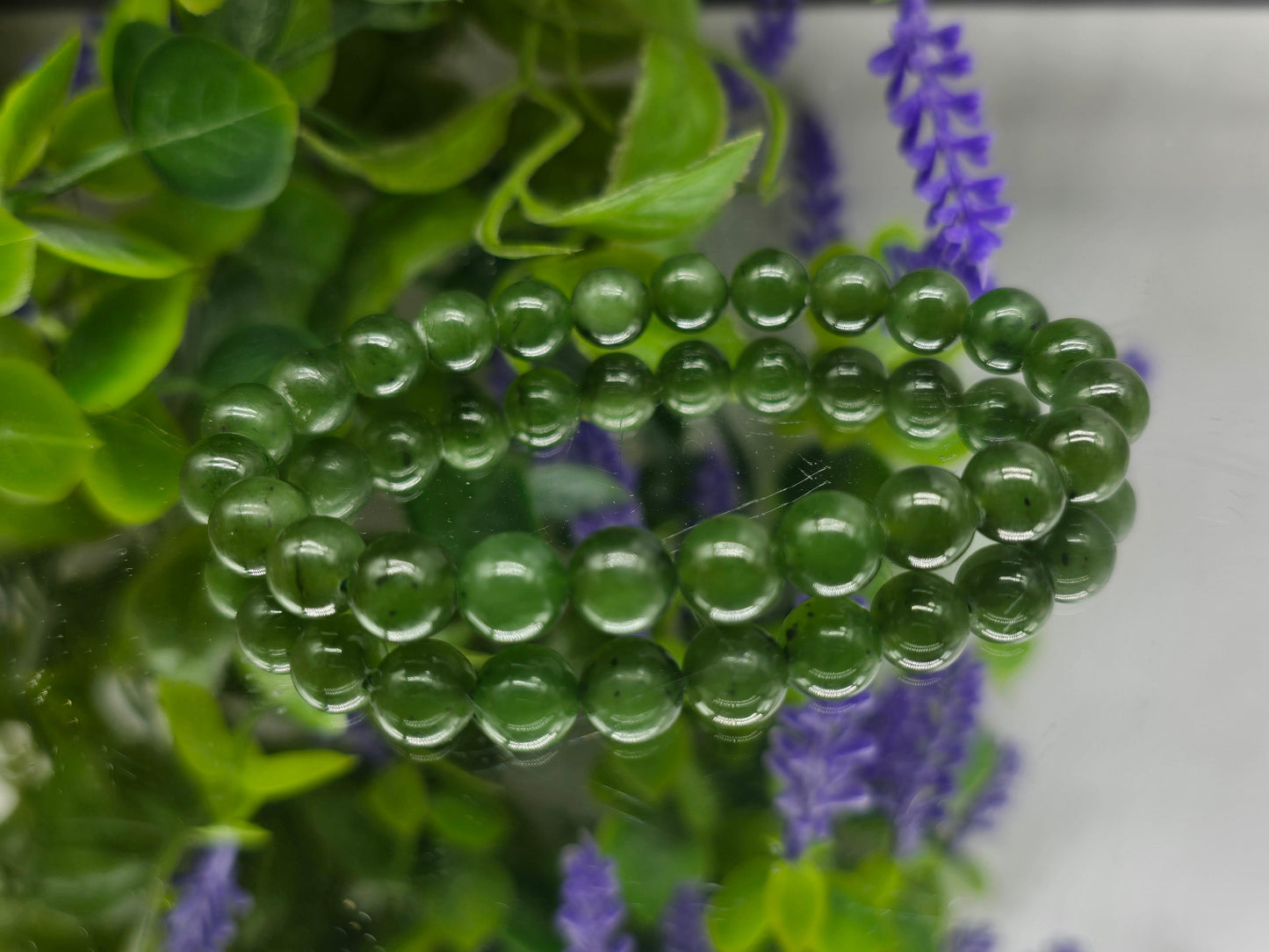 Premium Russian Nephrite Jade Beads Bracelet (Stone of Harmony & Prosperity) Crystal Wellness