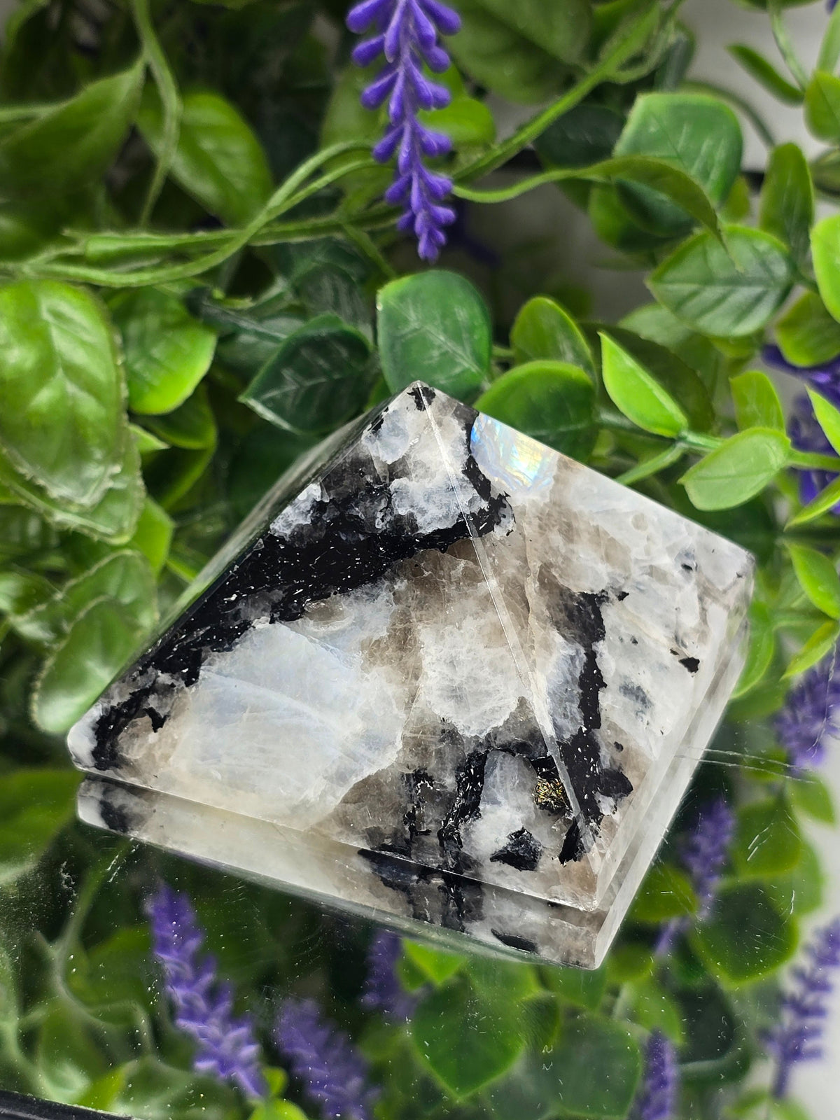 Natural Rainbow Moonstone Pyramid | Intuition, Feminine Energy & New Beginnings Crystal Wellness