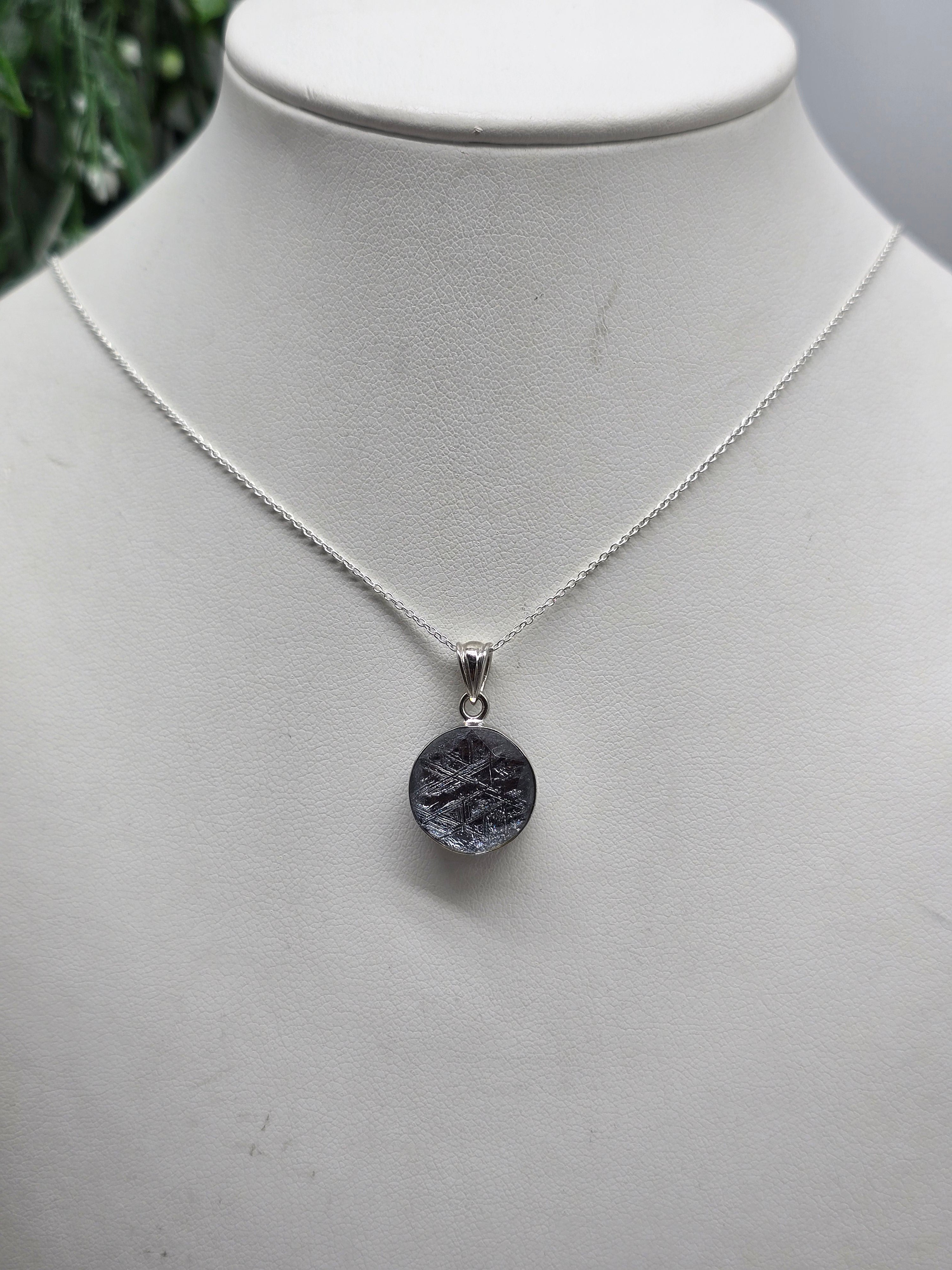 Munionalusta Meteorite Round Pendant 15mm – Swedish Iron Meteorite – Cosmic Protection, Grounding & Spiritual Awakening Crystal Wellness
