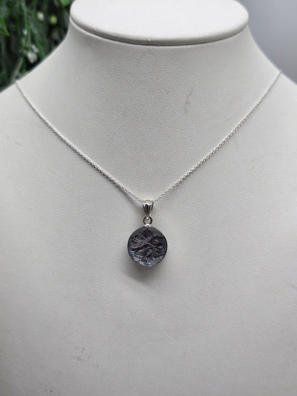 Munionalusta Meteorite Round Pendant 15mm – Swedish Iron Meteorite – Cosmic Protection, Grounding & Spiritual Awakening Crystal Wellness