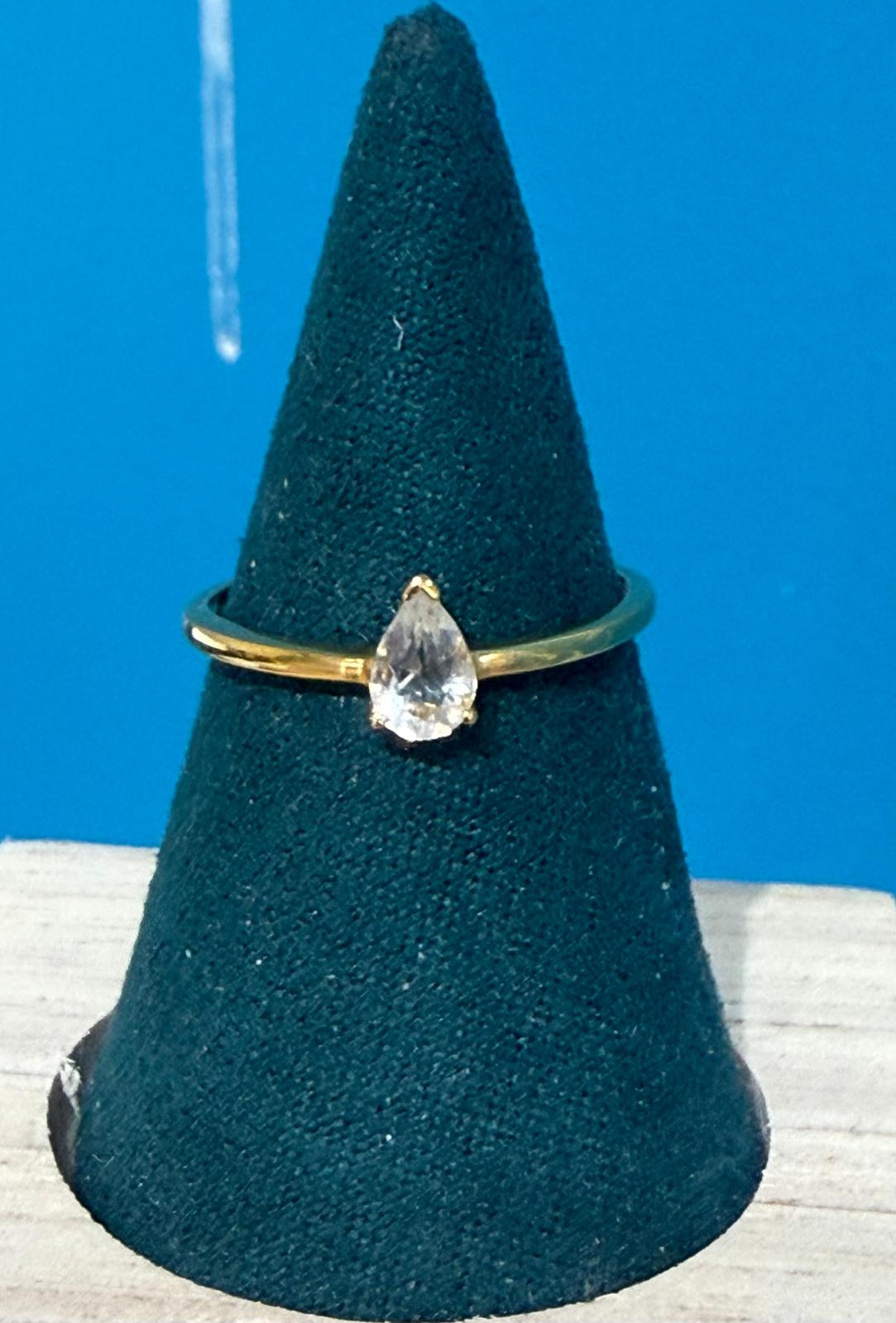 Petalite Teardrop 18ct Gold Vermeil Ring Size 8 (Stone of Divine Peace & Spiritual Illumination) Crystal Wellness