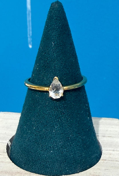 Petalite Teardrop 18ct Gold Vermeil Ring Size 8 (Stone of Divine Peace & Spiritual Illumination) Crystal Wellness