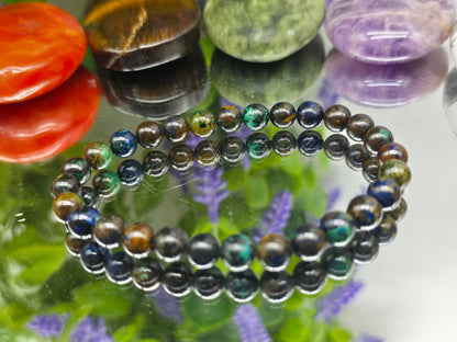 Azurite Malachite 6mm Healing Bracelet – Intuition, Emotional Healing & Mental Clarity Crystal Wellness
