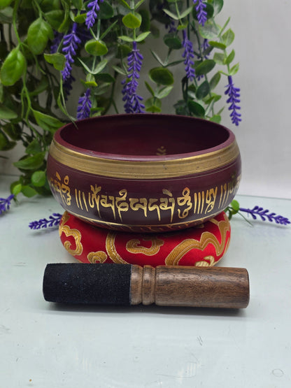 Tibetan Singing Bowl — 5 Inch | B Note | Five Buddhas | Crown Chakra
“Five Wisdom Buddhas — Bowl of Higher Consciousness” Crystal Wellness