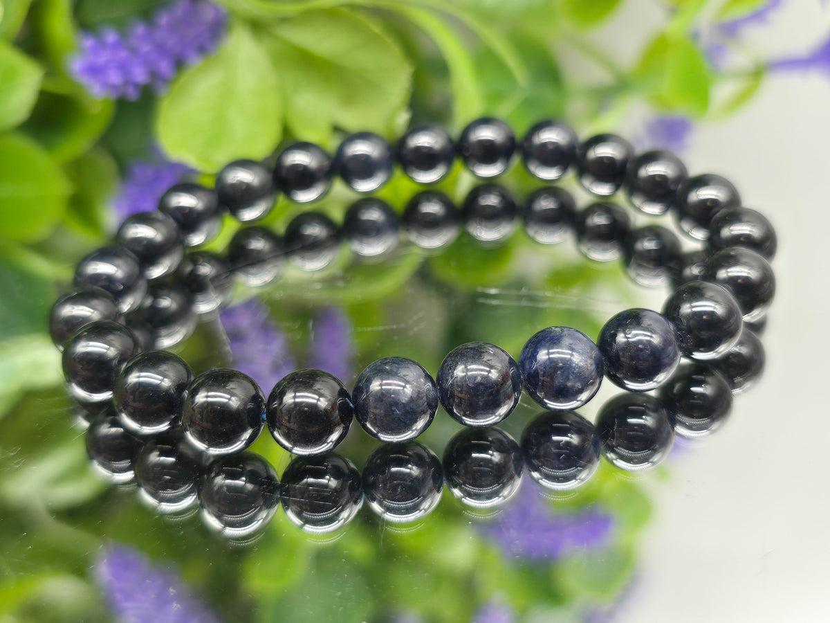 Natural Sapphire 8mm Beads Bracelet | Stone of Wisdom, Loyalty, Truth & Royal Nobility Crystal Wellness