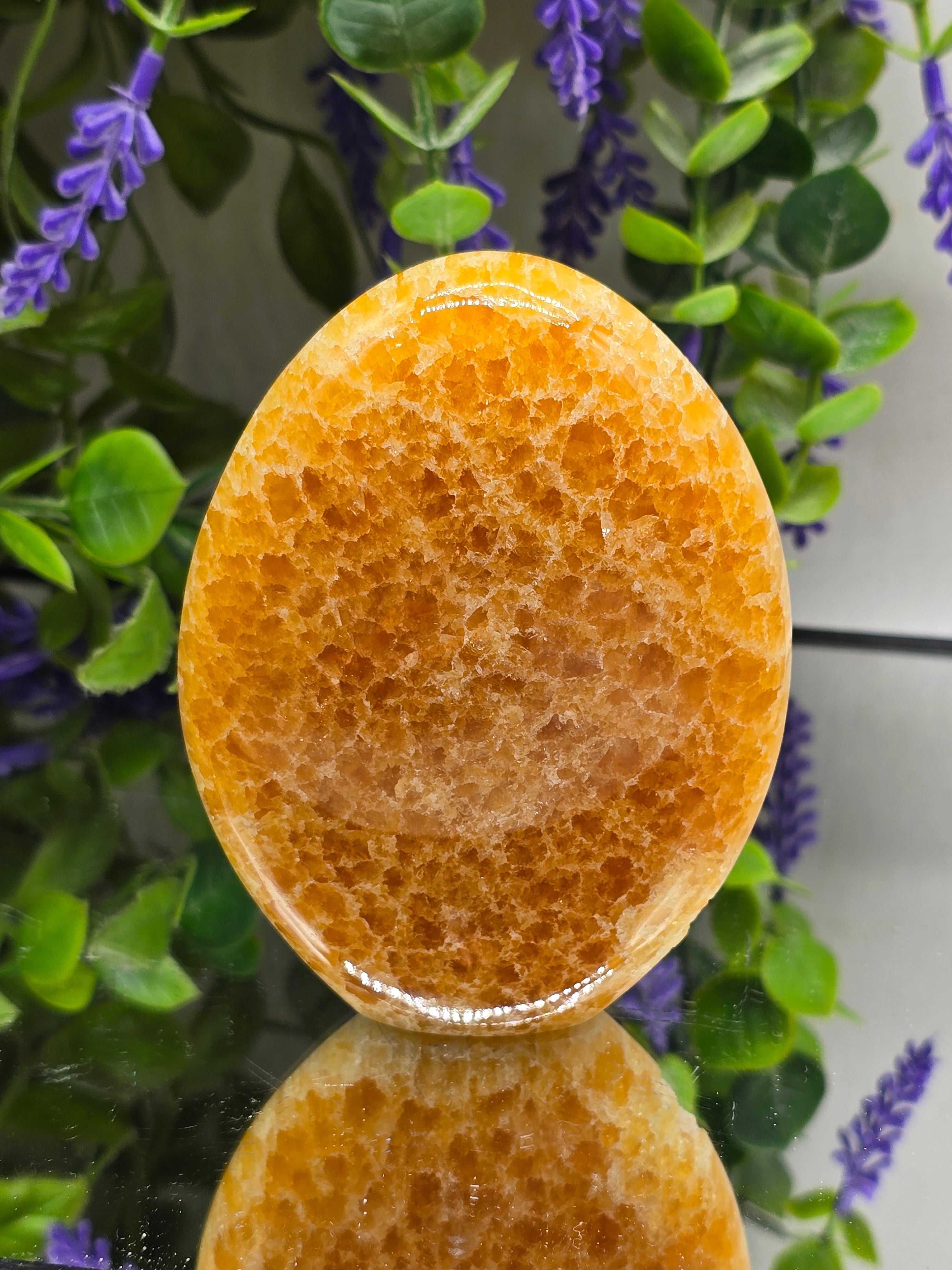 Orange Calcite Polished Freeform – Stone of Joy, Confidence & Creative Energy | 379g 10x8cm Crystal Wellness