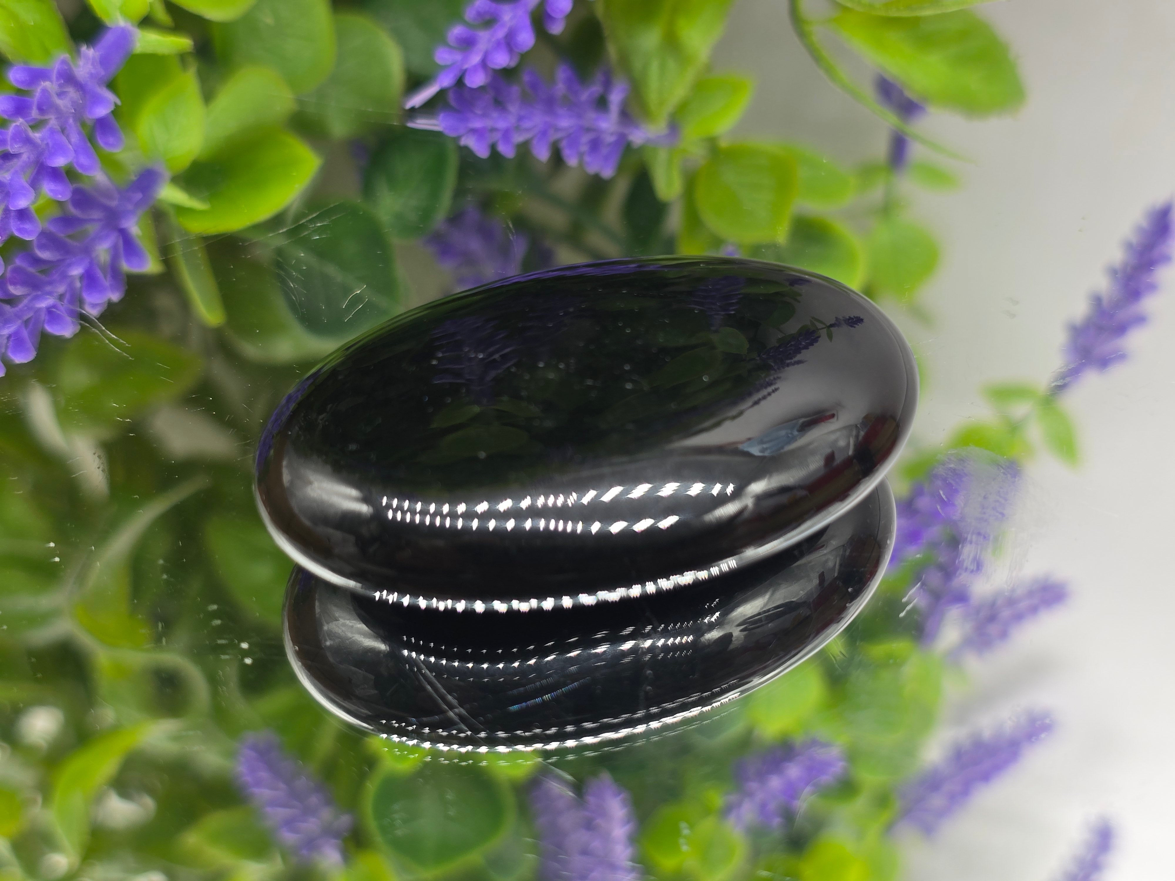 Black Obsidian Palm Stone Crystal Wellness