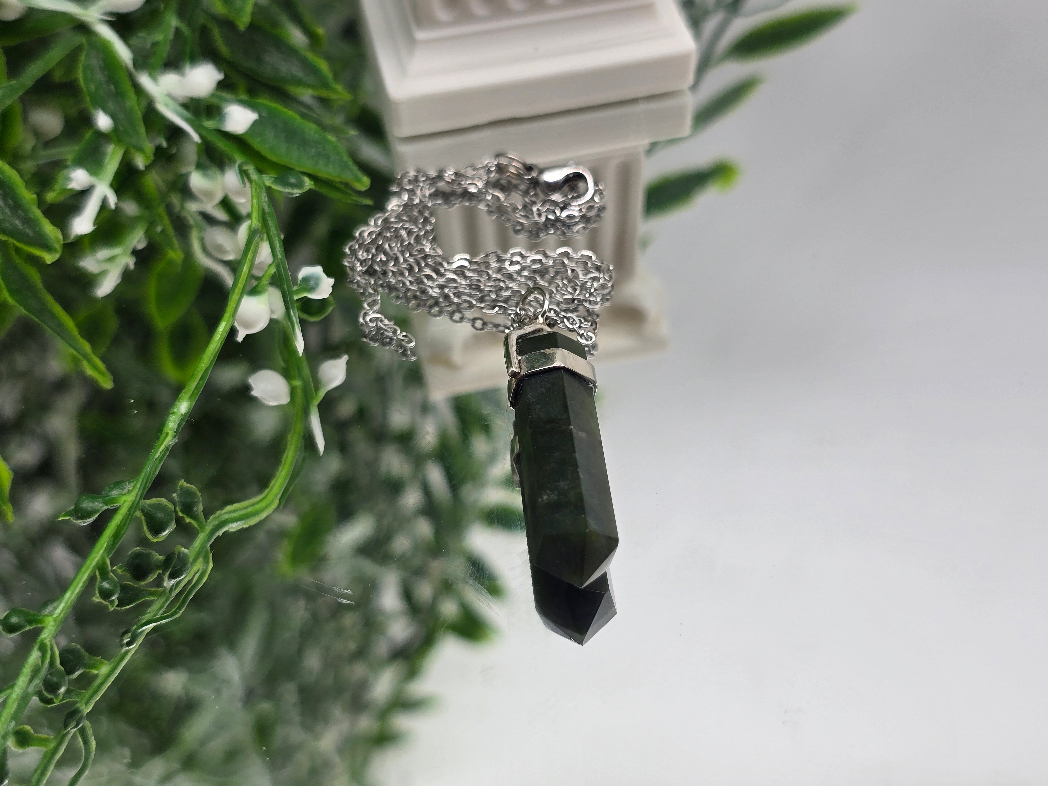 ✨ Nephrite Jade Double-Terminated 925 Sterling Silver Pendant Crystal Wellness