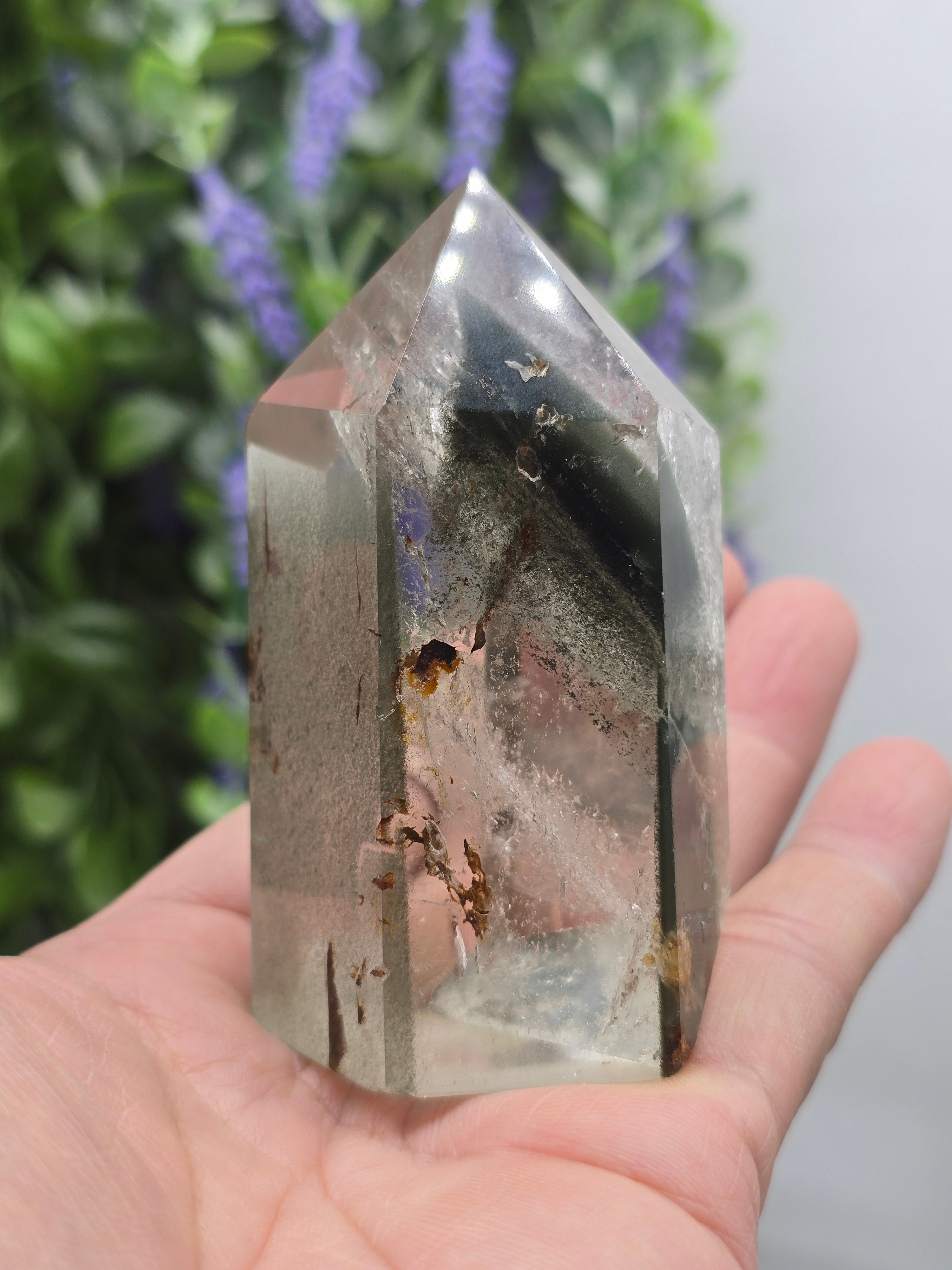Green Phantom Quartz Point — Stone of Self-Healing, Renewal & Growth Crystal Wellness
