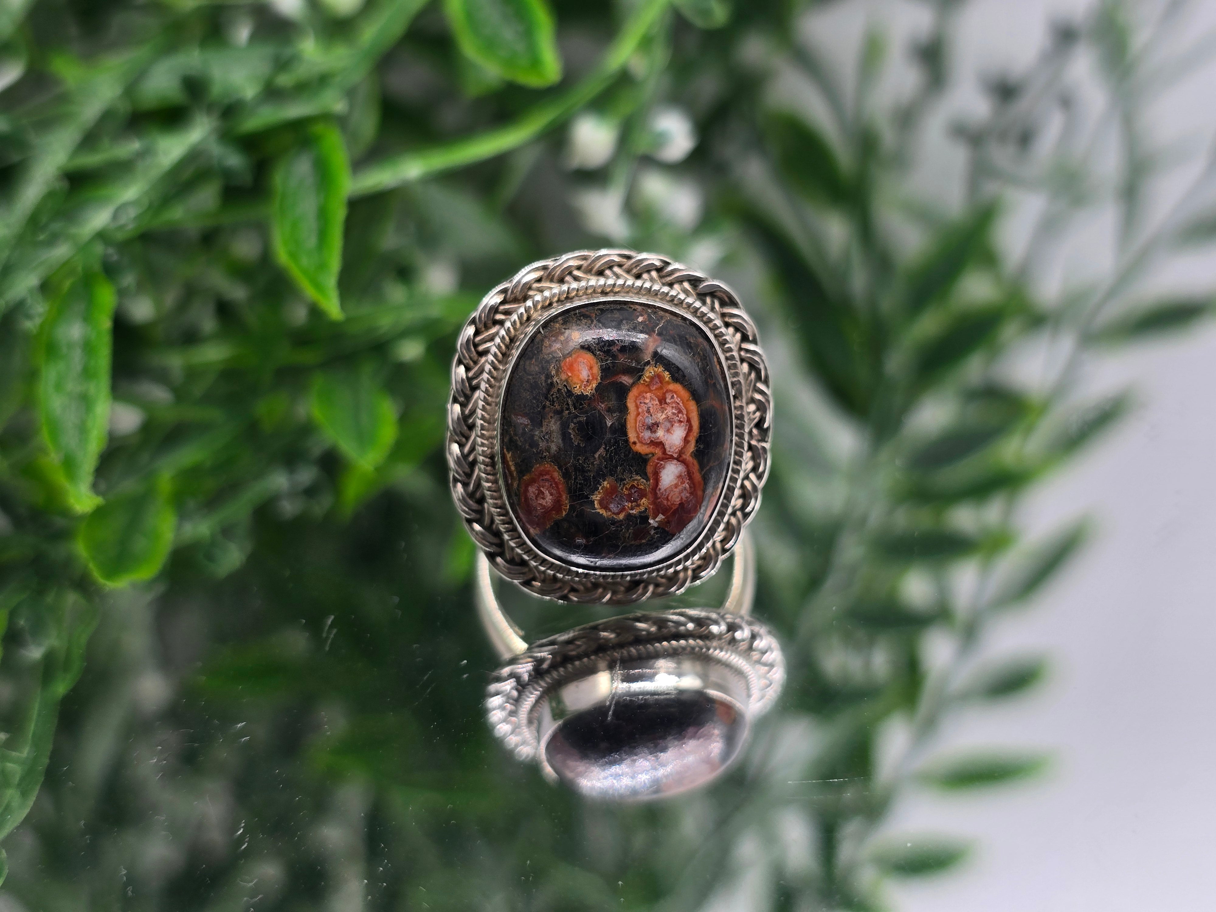 Leopard Jasper Sterling Silver Ring – Size 9 | Stone of Strength, Harmony & Spiritual Grounding Crystal Wellness