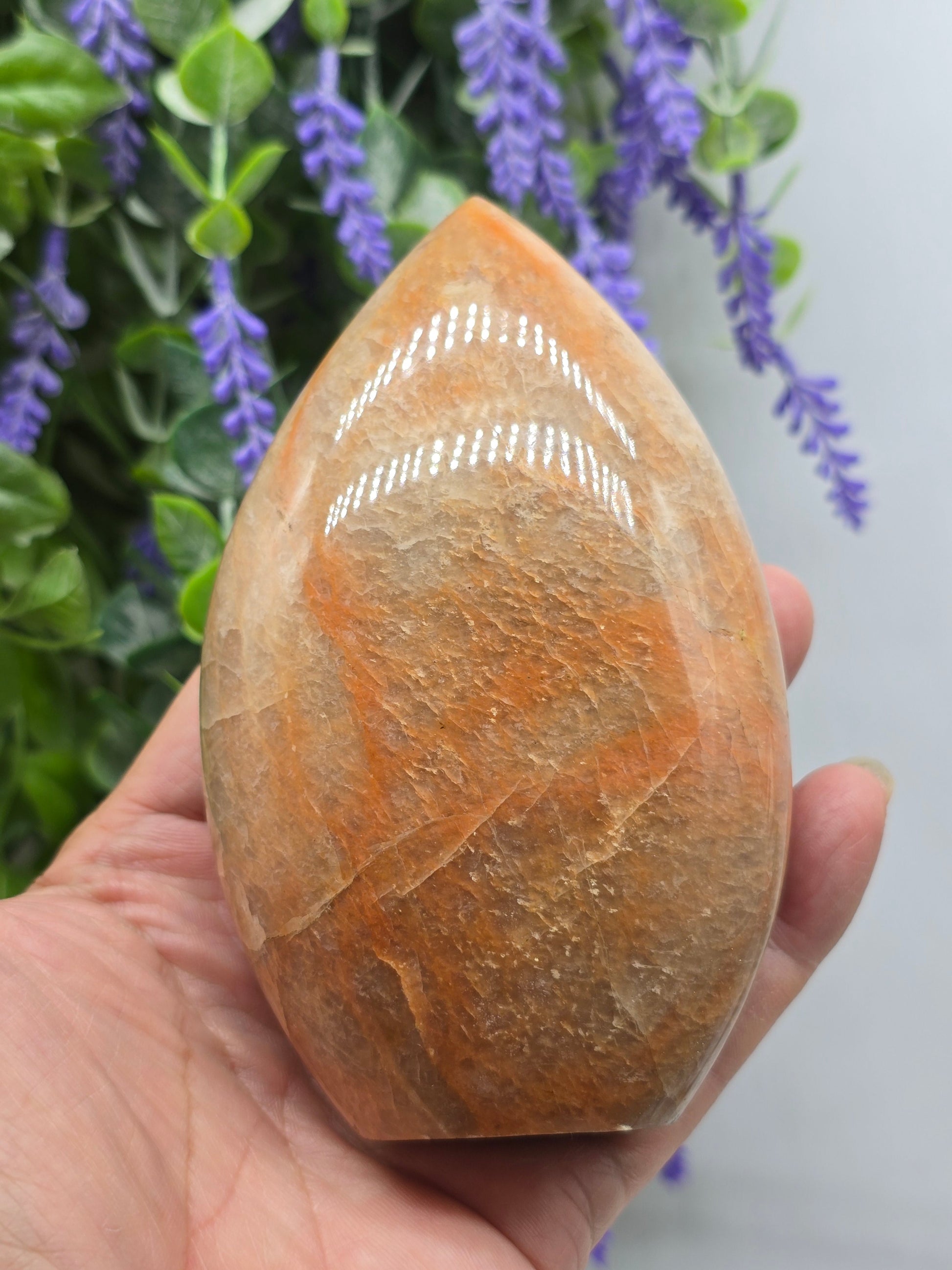 Peach Moonstone Freeform Flame (Stone of Divine Feminine Wisdom & Emotional Harmony) Crystal Wellness