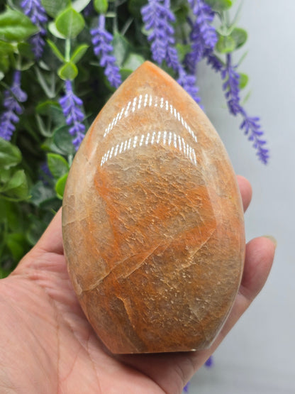 Peach Moonstone Freeform Flame (Stone of Divine Feminine Wisdom & Emotional Harmony) Crystal Wellness