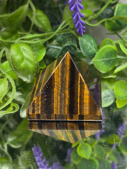 Gold Tiger’s Eye Pyramid — Stone of Stabilising, Grounding & Protection Crystal Wellness